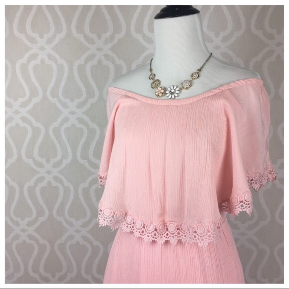 *CLEARANCE* Pink Rose Off Shoulder Mini Dress - Picture 6 of 8